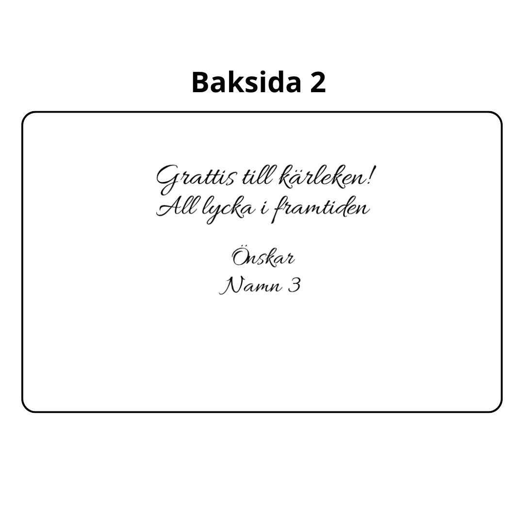 Personligt Bröllopskort i plast – med namn och datum