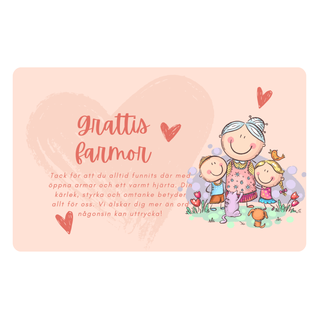 Personligt grattiskort i plast – Visa uppskattning till Mormor, Morfar, Farmor eller Farfar