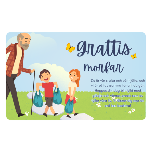 Personligt grattiskort i plast – Visa uppskattning till Mormor, Morfar, Farmor eller Farfar