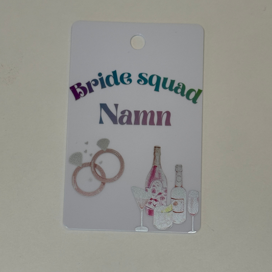 Bride to Be eller Bride Squad plastkort med Lanyard - Mingel edition