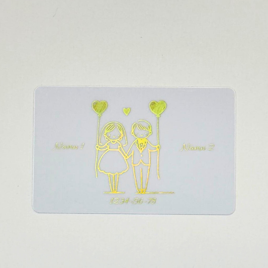 Personligt Bröllopskort i plast – med namn och datum