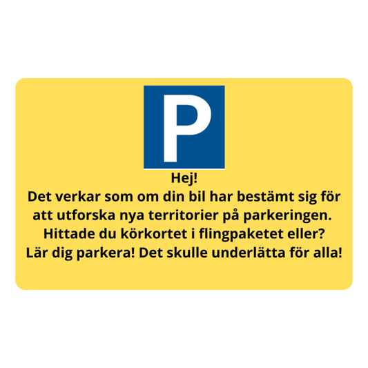 Skämtsam P-bot i plast – ett humoristiskt kort för dåliga parkeringar