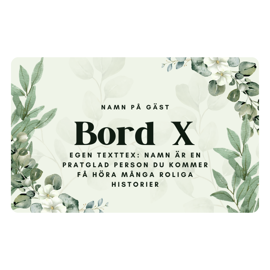 Personliga bordsplaceringskort i plast – Elegant design för bröllop, fest och event