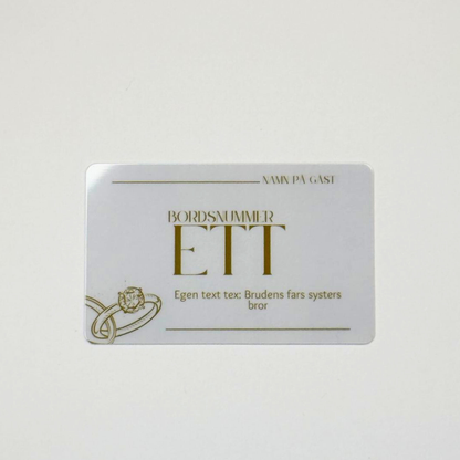 Personliga bordsplaceringskort i plast – Elegant design för bröllop, fest och event