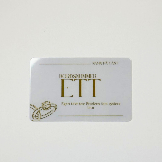 Personliga bordsplaceringskort i plast – Elegant design för bröllop, fest och event