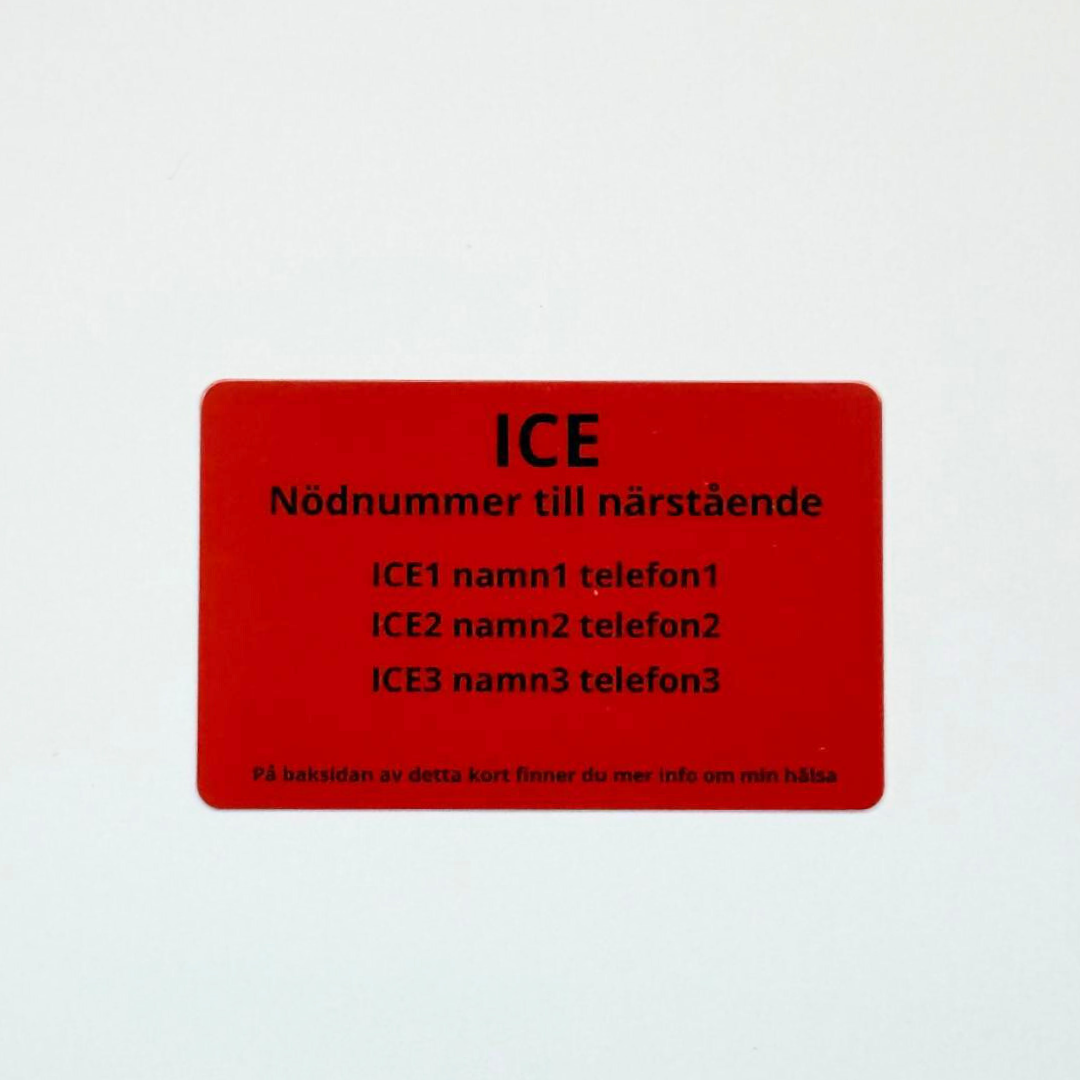 ICE-kort i plast – In Case of Emergency