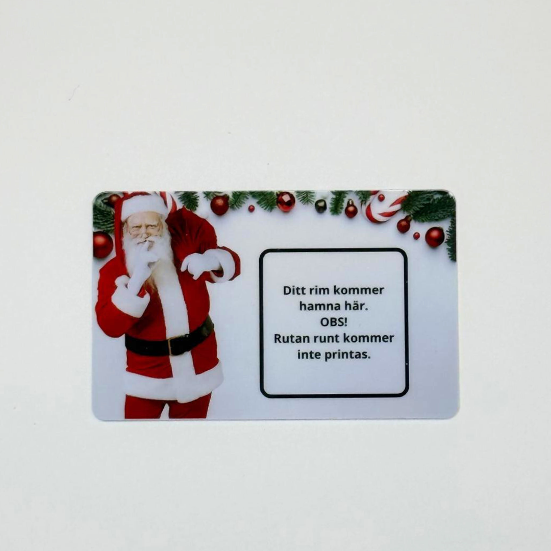 Julkort i plast med eget julrim – personlig julhälsning som varar