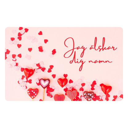 Alla hjärtans dags plastkort – Jag älskar dig med valfritt namn