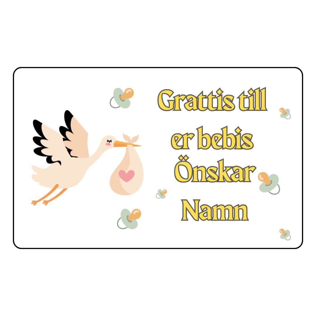 Grattiskort i plast – “Grattis till bebisen”