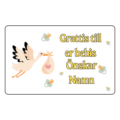 Grattiskort i plast – “Grattis till bebisen”