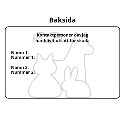 Djurägar-kort i plast – Trygghet för dina husdjur om något händer dig