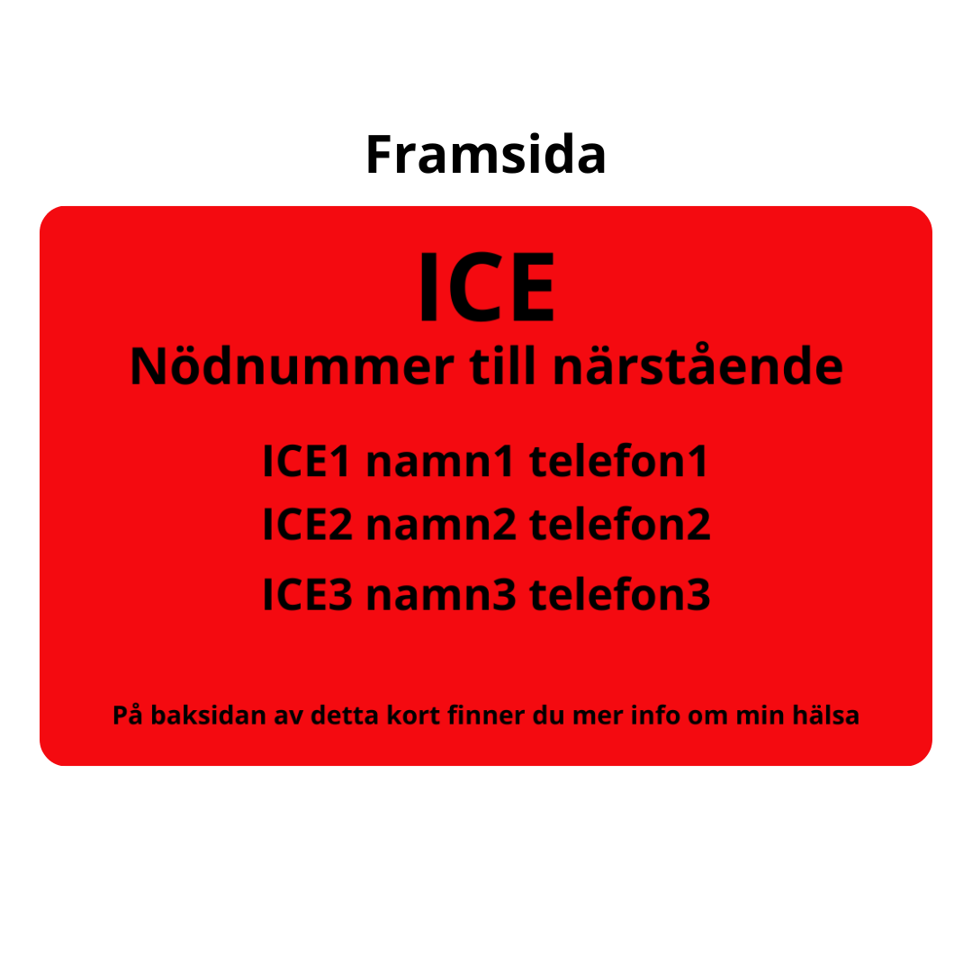 ICE-kort i plast – In Case of Emergency