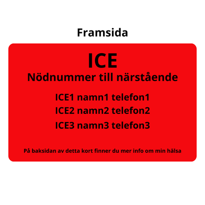 ICE-kort i plast – In Case of Emergency