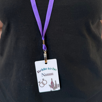Bride to Be eller Bride Squad plastkort med Lanyard - Mingel edition