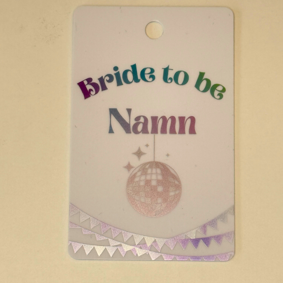 Bride to Be eller Bride Squad plastkort med Lanyard - Disko edition