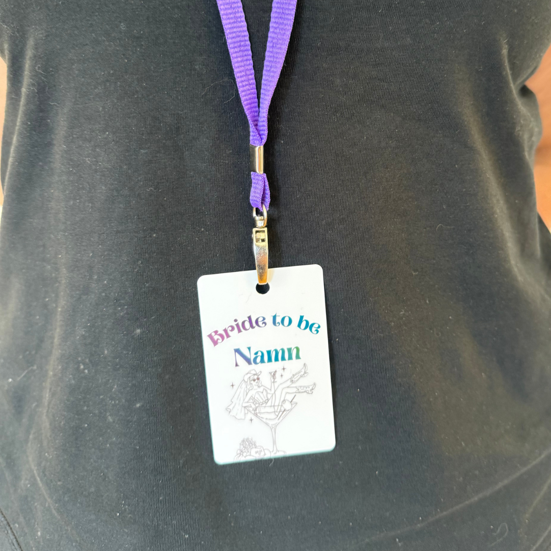 Bride to Be eller Bride Squad plastkort med Lanyard - Party edition