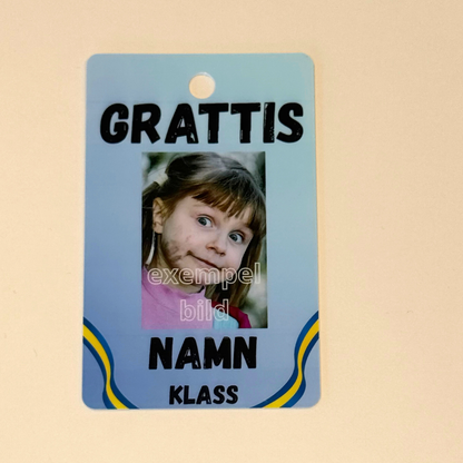 Studenthänge - studentplakat i miniformat Grattis med Namn och Klass