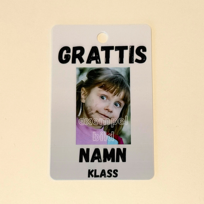 Studenthänge - studentplakat i miniformat Grattis med Namn och Klass