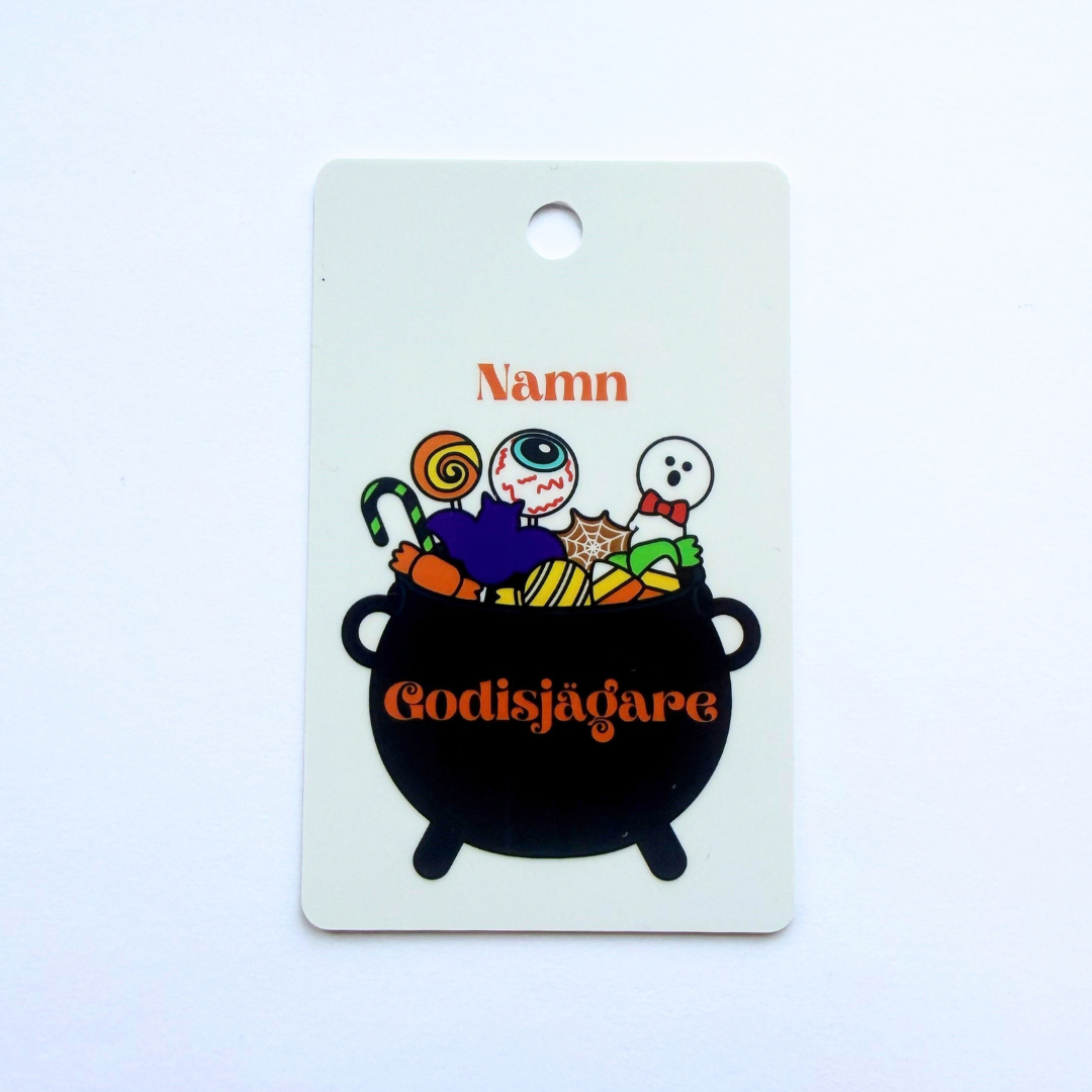 Godisjägare – Personligt Halloweenhänge med namn