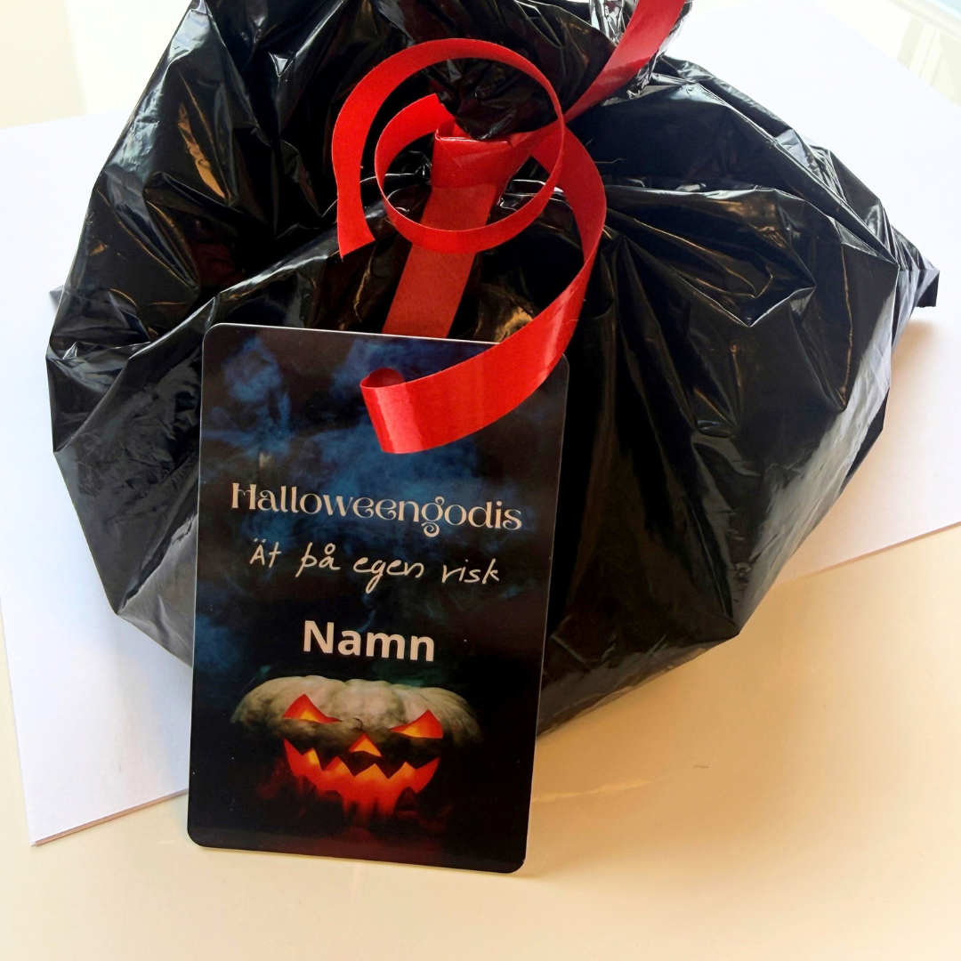 Halloweengodis – Personligt godiskort med namn