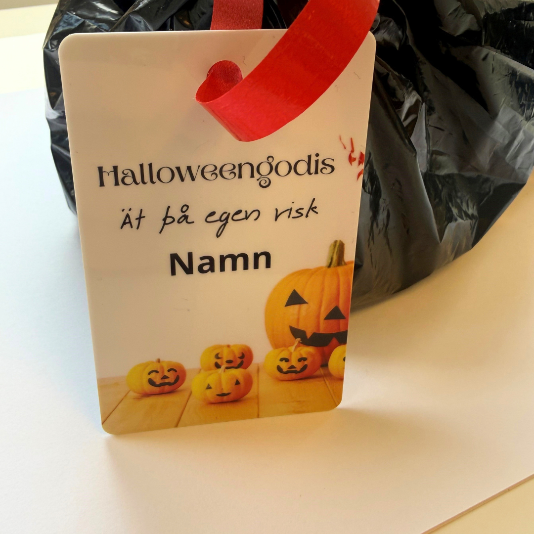 Halloweengodis – Personligt godiskort med namn