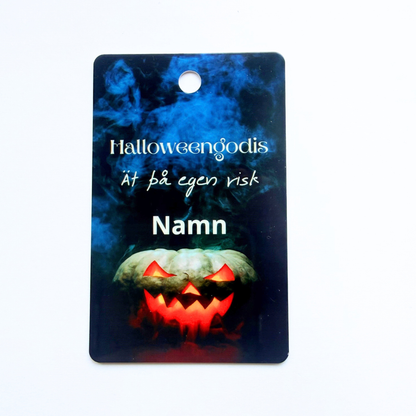 Halloweengodis – Personligt godiskort med namn