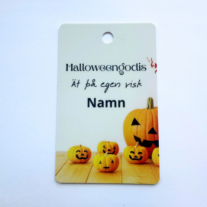 Halloweengodis – Personligt godiskort med namn