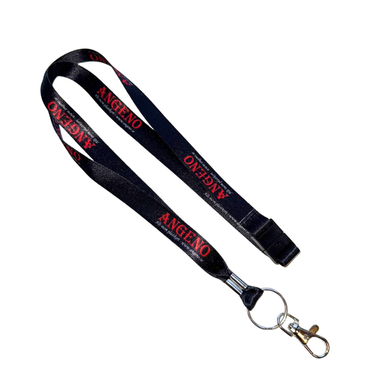 Angeno Lanyard 15 mm – med karbinhake & säkerhetsklämma